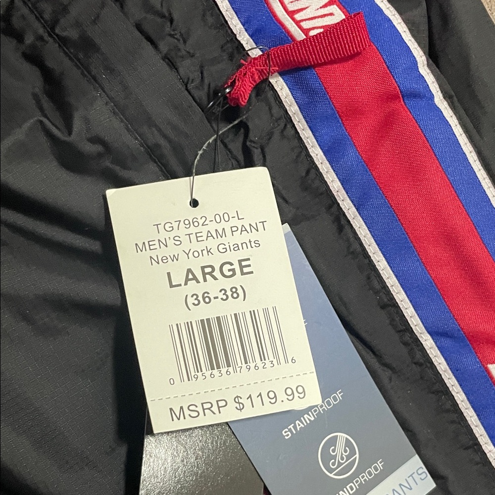 New York Giants Black Tailgate Pants with Red & Royal Side Stripe - Picture 5 of 5